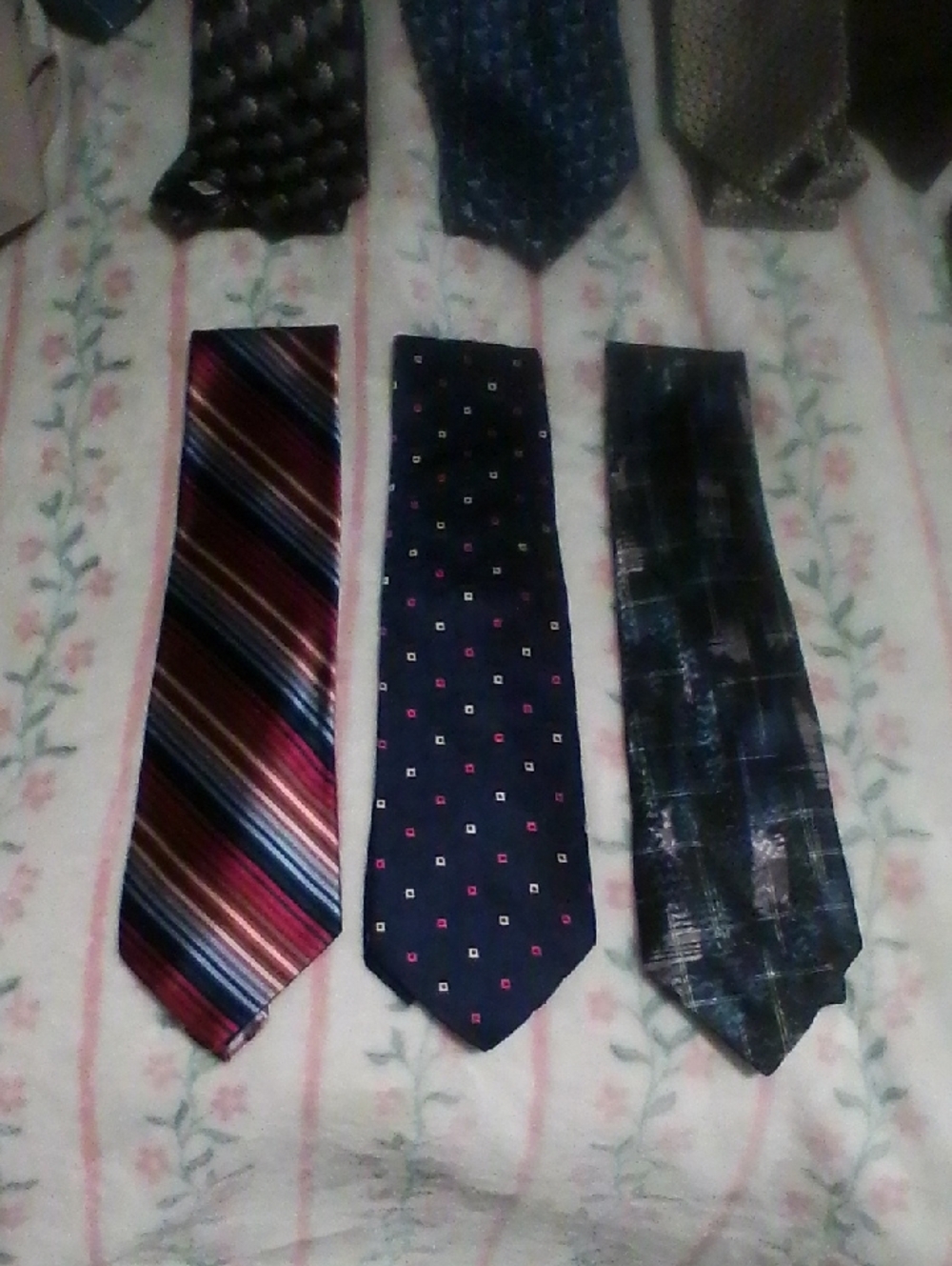 Men's Navy Blue and Multicolor Patterned Ties - Classic Business Style